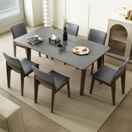 White Ash Wood Dining Table Set 6 Seater